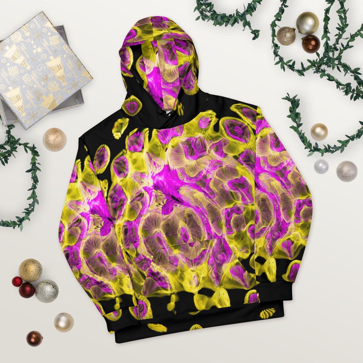 all-over print rave hoodie