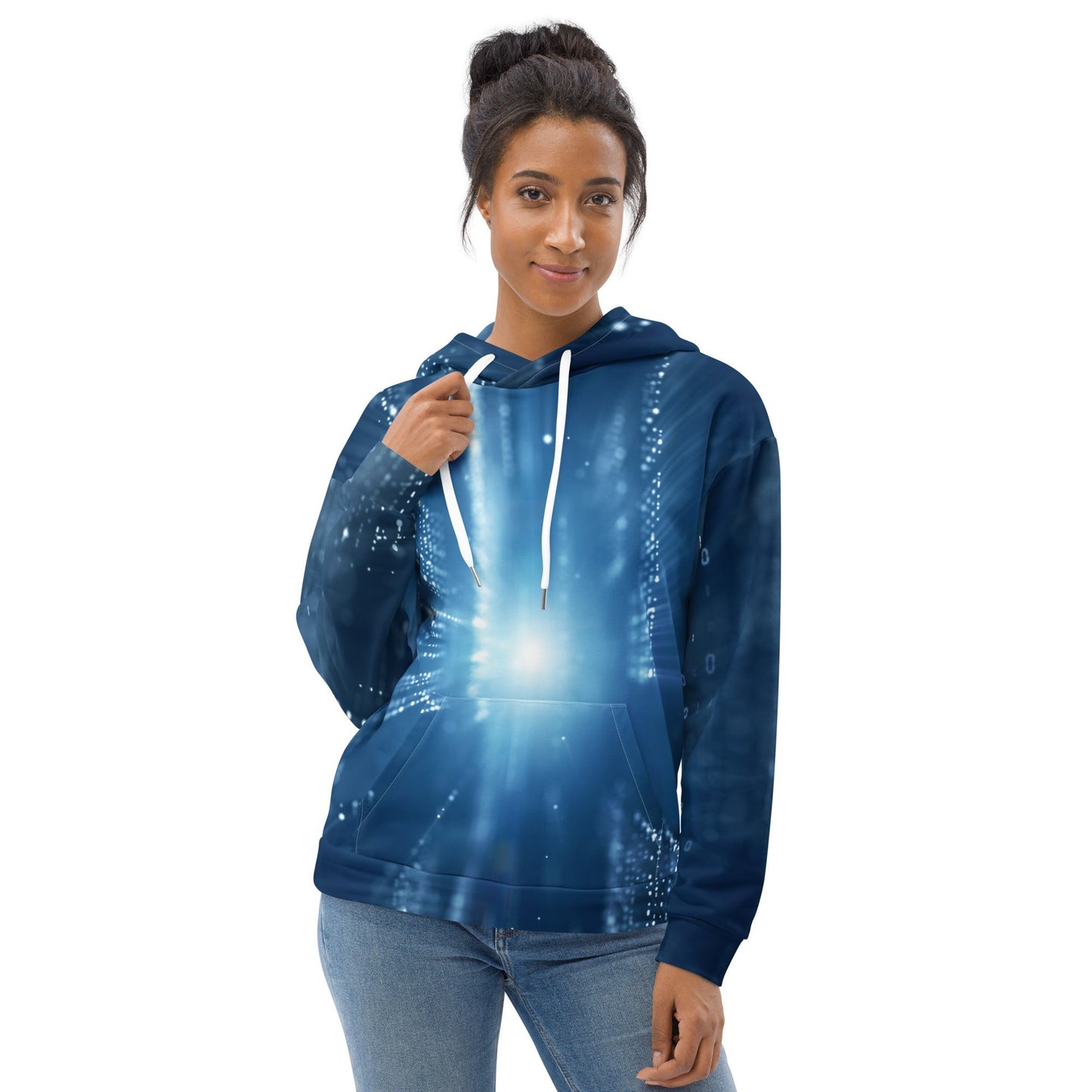 all-over print binary hoodie