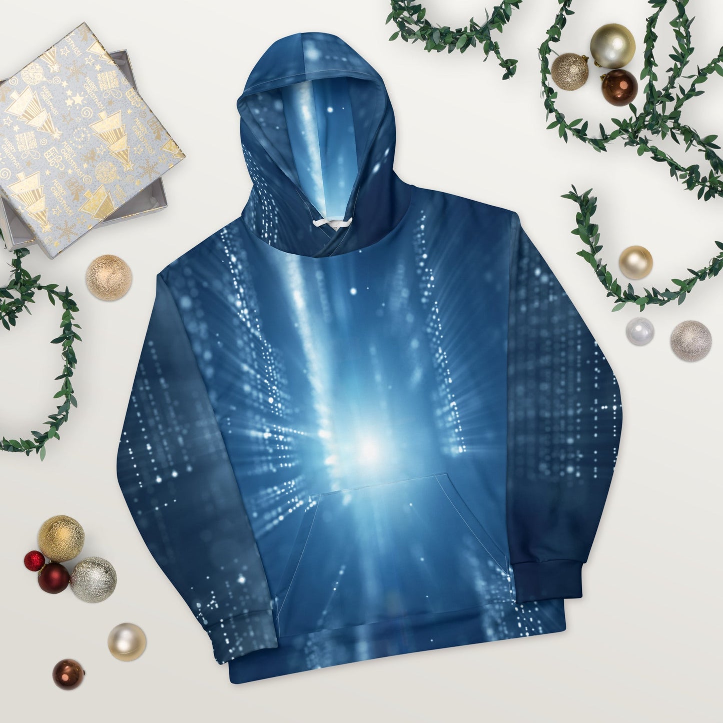 all-over print binary hoodie